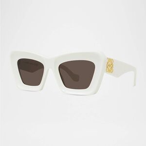 Loewe Anagram Oversized Cat Eye Sunglasses – Ivory/White